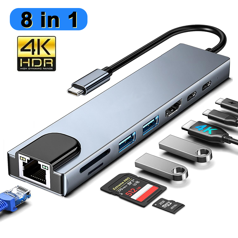 Desk Setup Usb Hub - Hub USB tipo C 8 in