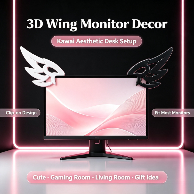 Desk Setup No Monitor - Decorazione 3D a Forma di Ali