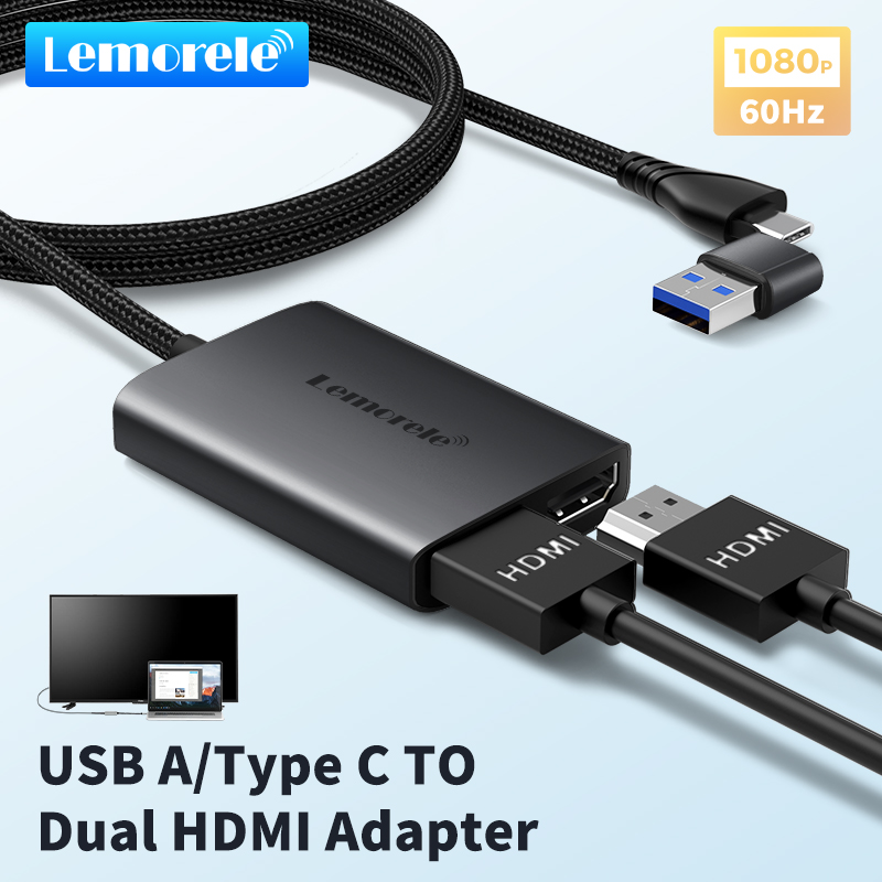 Desk Setup Usb Hub - Lemorele Adattatore doppio HDMI 4K Tipo