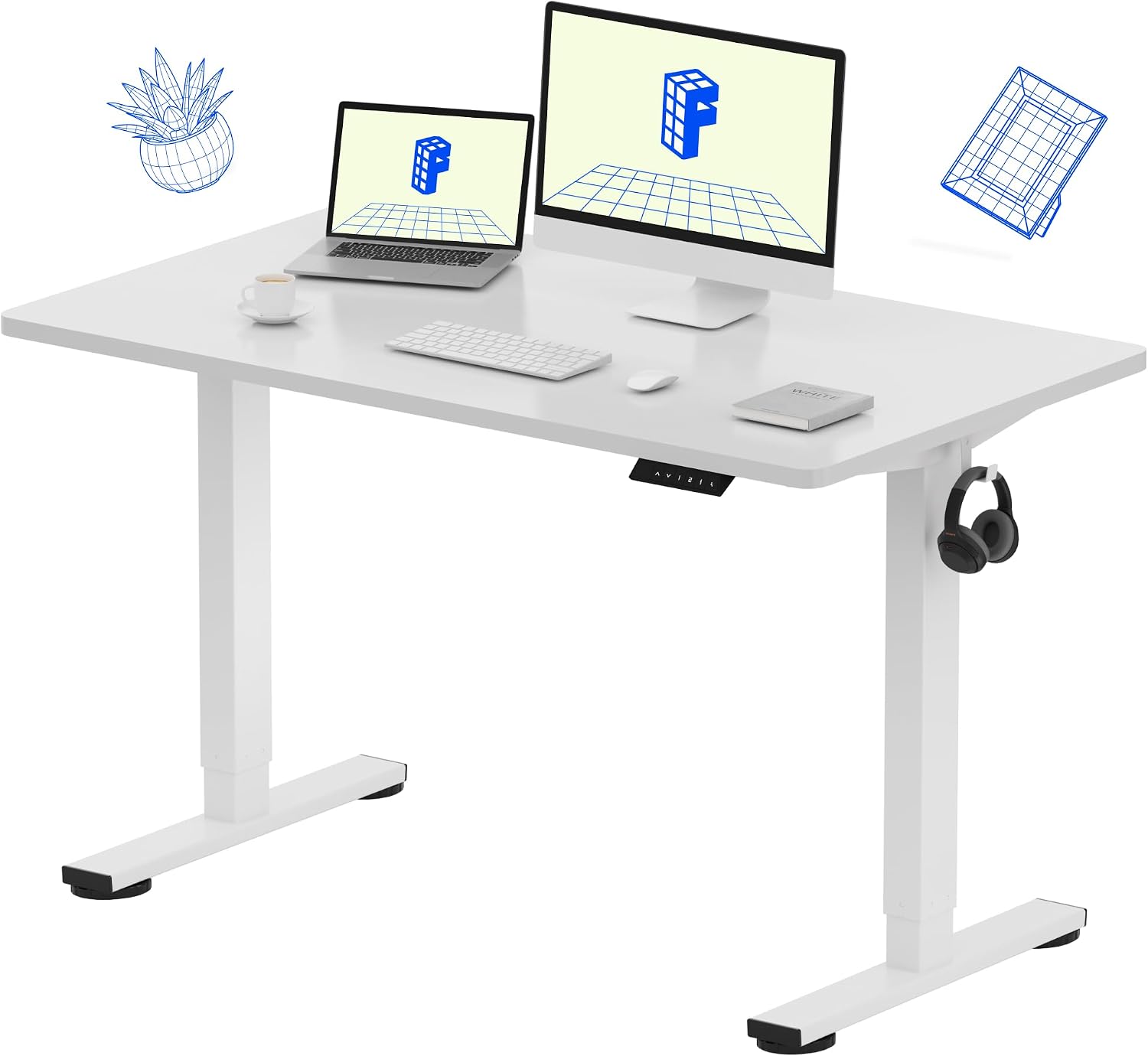 Desk Setup One Monitor - FLEXISPOT EN1 Scrivania Regolabile in Altezza