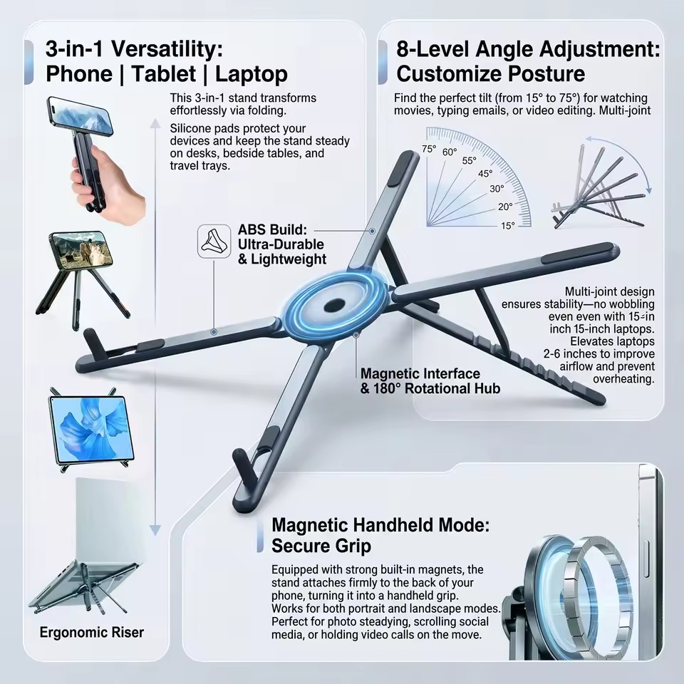 Desk Setup Desk - Supporto Magnetico Portatile per Telefono e
