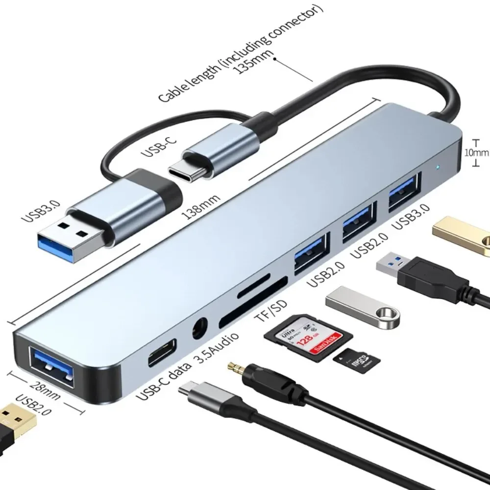 Desk Setup Usb Hub - Hub USB-C 8 in 2 con