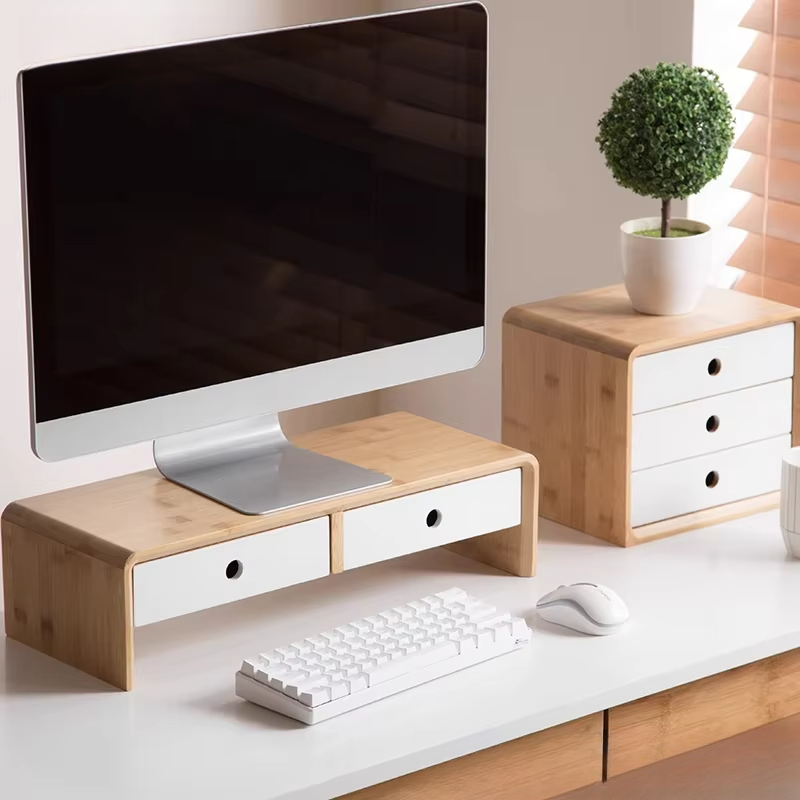 Desk Setup With Laptop - Organizer da tavolo ecologico per monitor