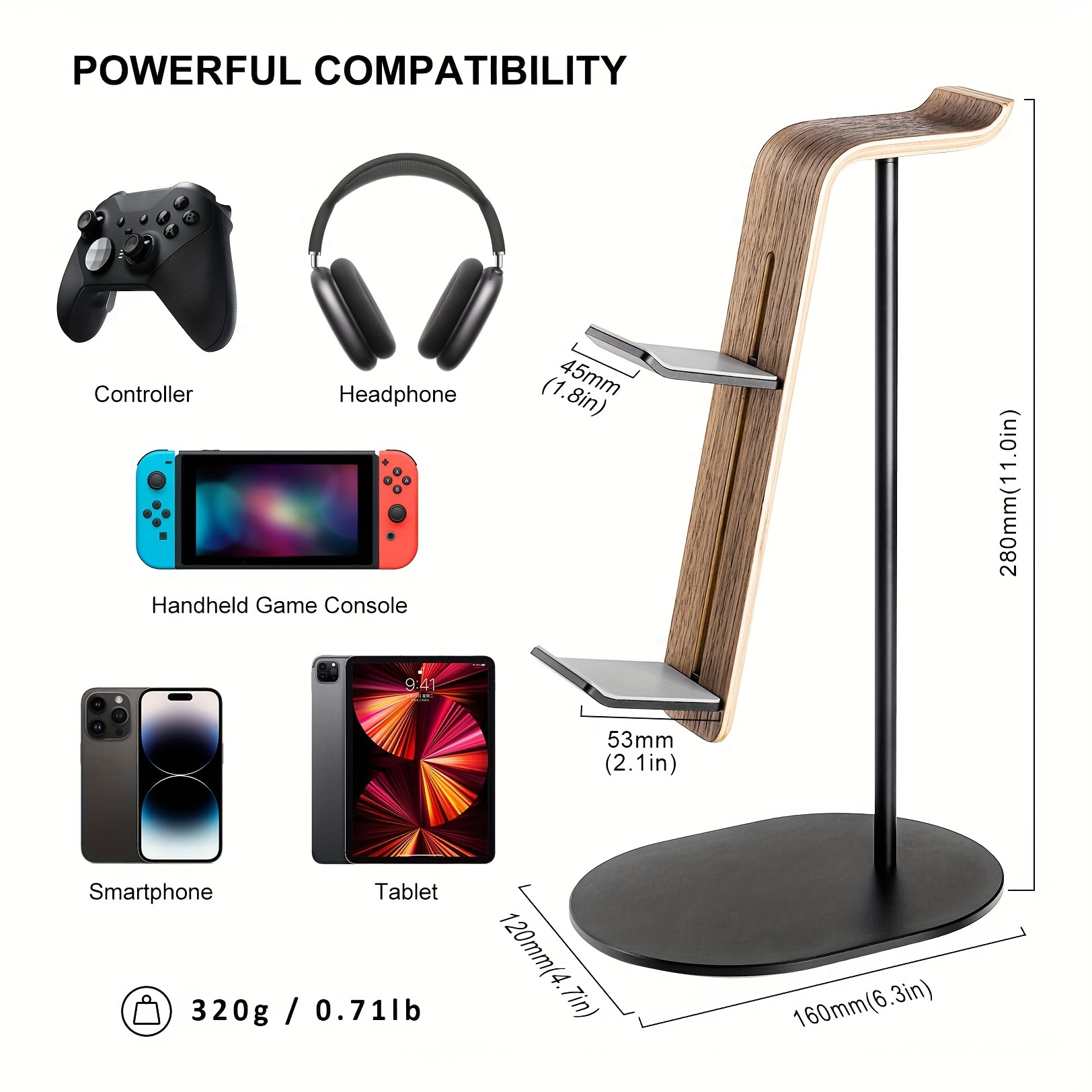 Gaming Setup Desk - Supporto in legno per controller e