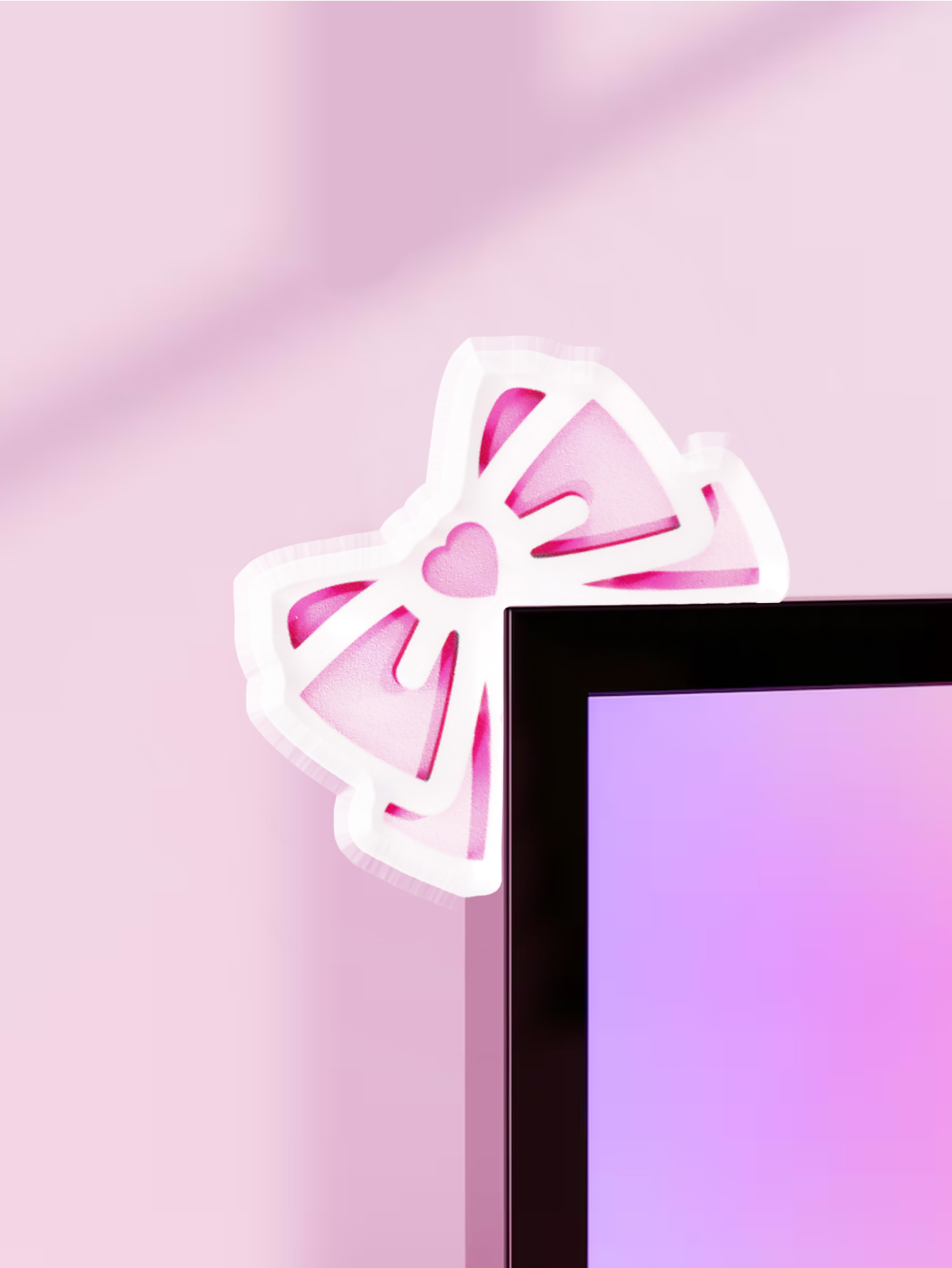 Gaming Setup Desk - Decorazione per monitor con fiocco Kawaii