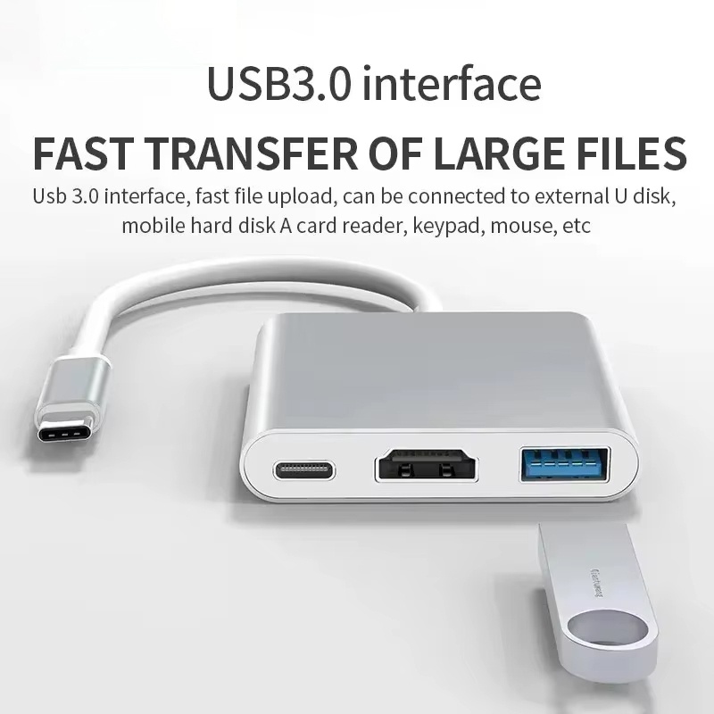 Desk Setup Usb Hub - Adattatore 3 in 1 da USB-C
