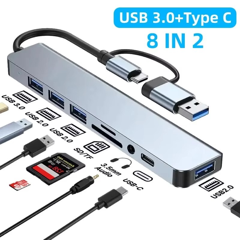 Desk Setup Usb Hub - Hub USB Type-C 8 in 2