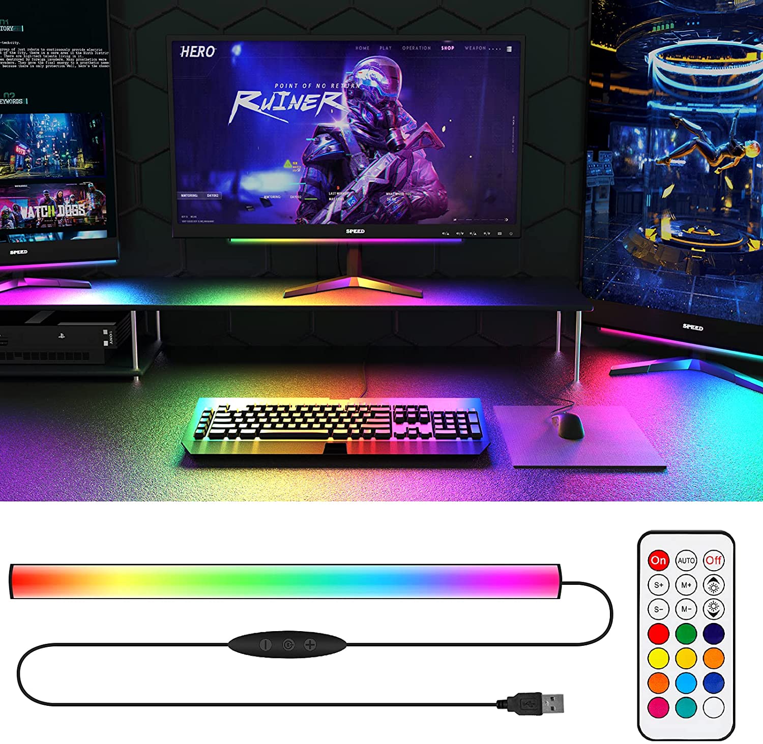 Desk Setup No Monitor - Barra luminosa sotto il monitor Insegna