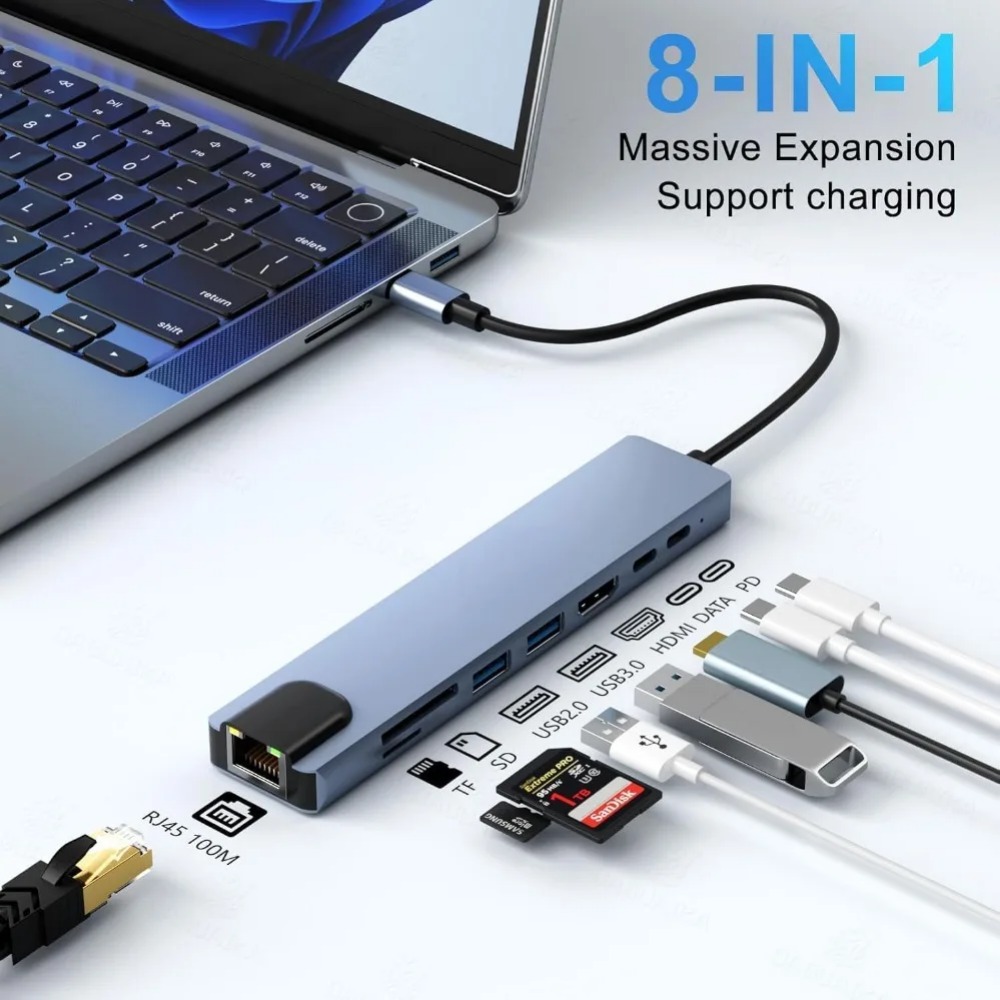 Hub USB C 8/7 in 1 con Adattat - Desk Setup Usb Hub recensione e prezzo