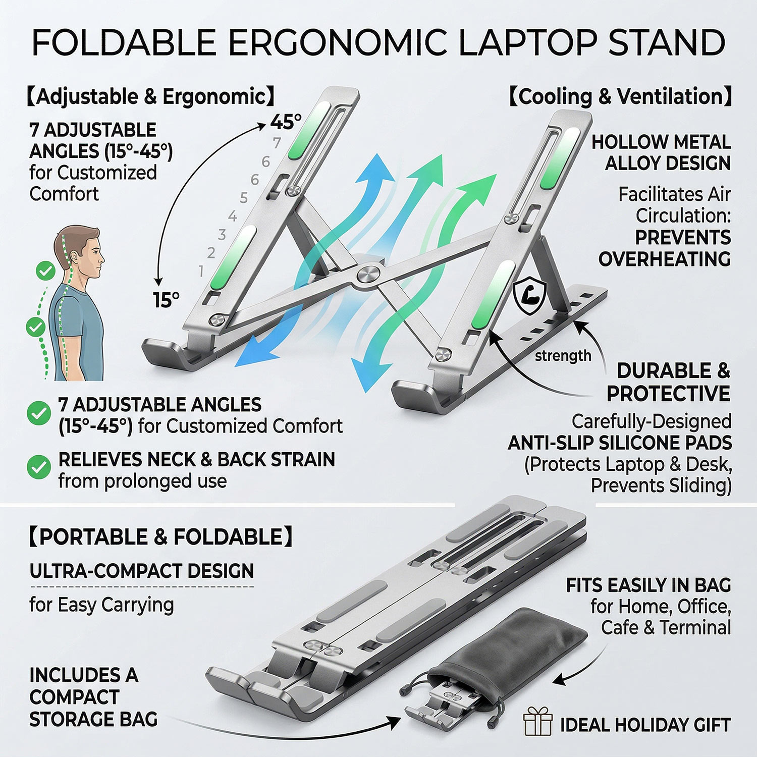 Supporto per Laptop Pieghevole - Desk Setup Macbook recensione e prezzo